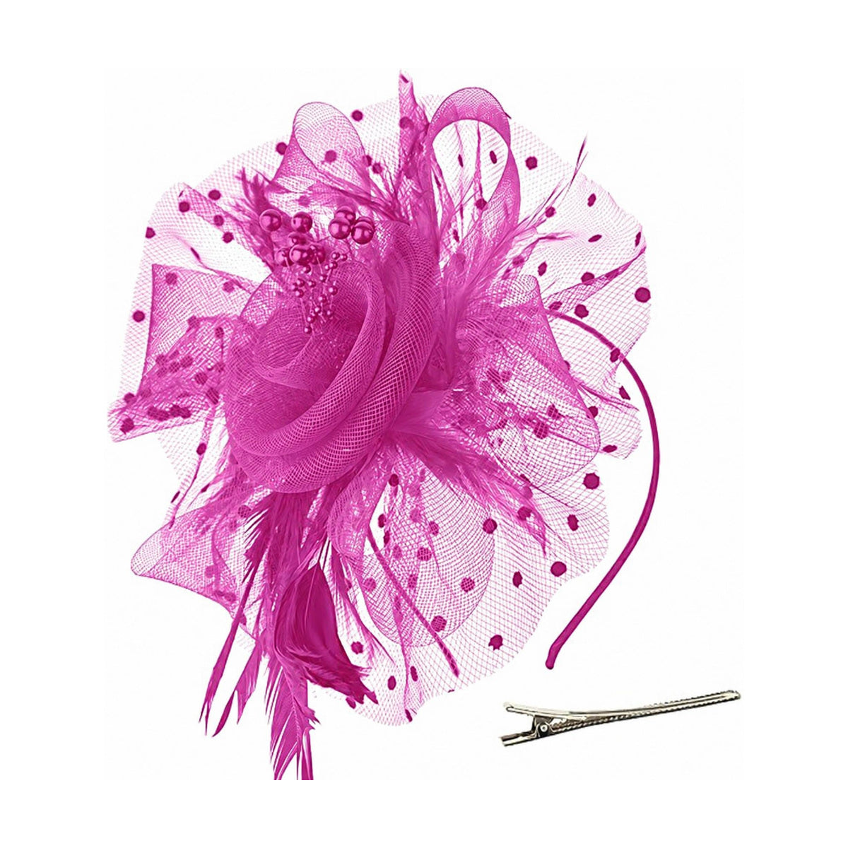 Feather Fascinator - Rose Red