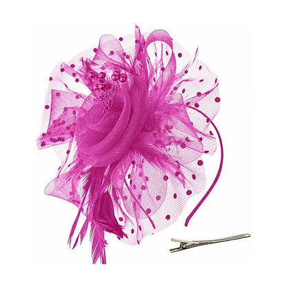 Feather Fascinator - Rose Red