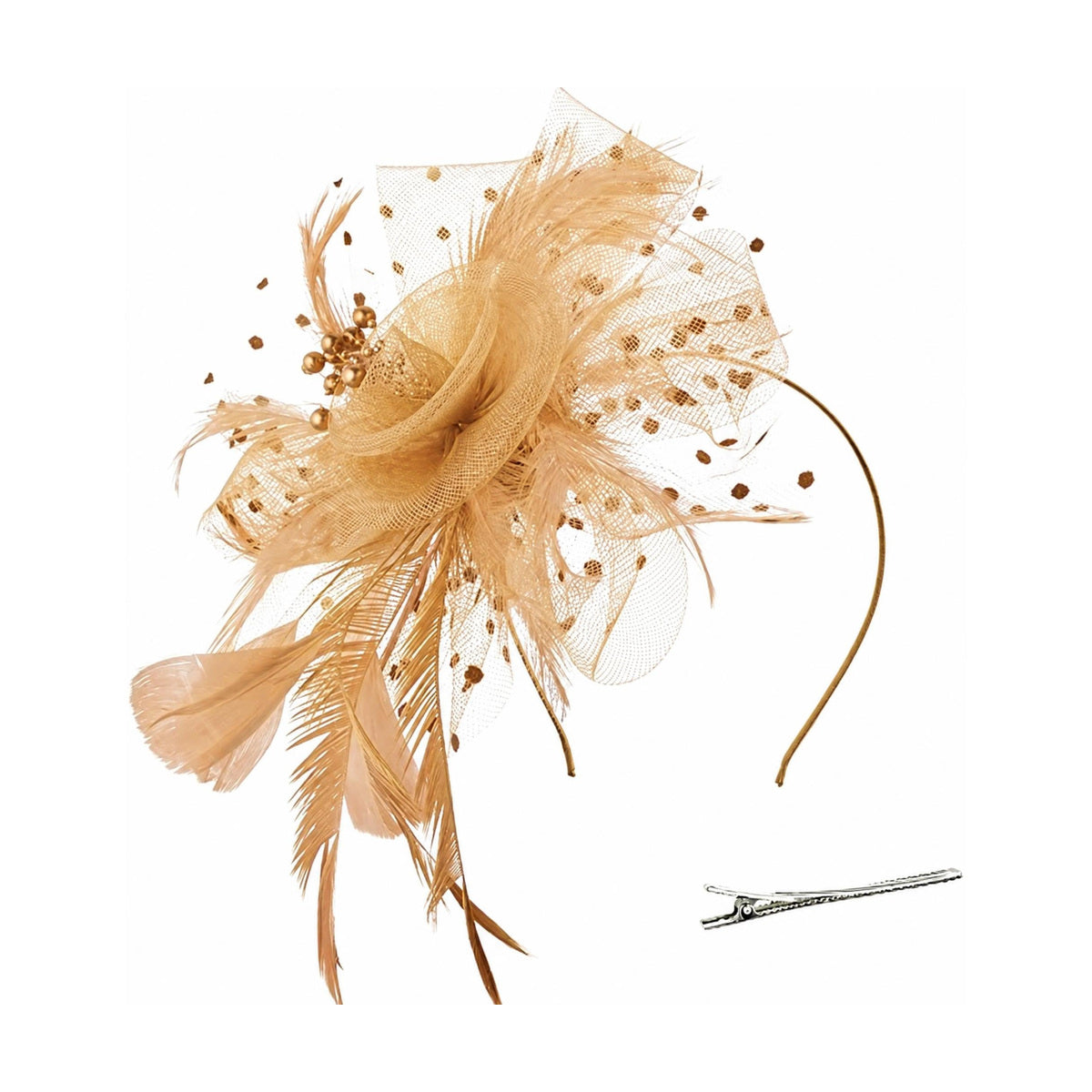 Feather Fascinator - Khaki
