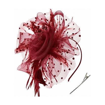 Feather Fascinator - Wine Red