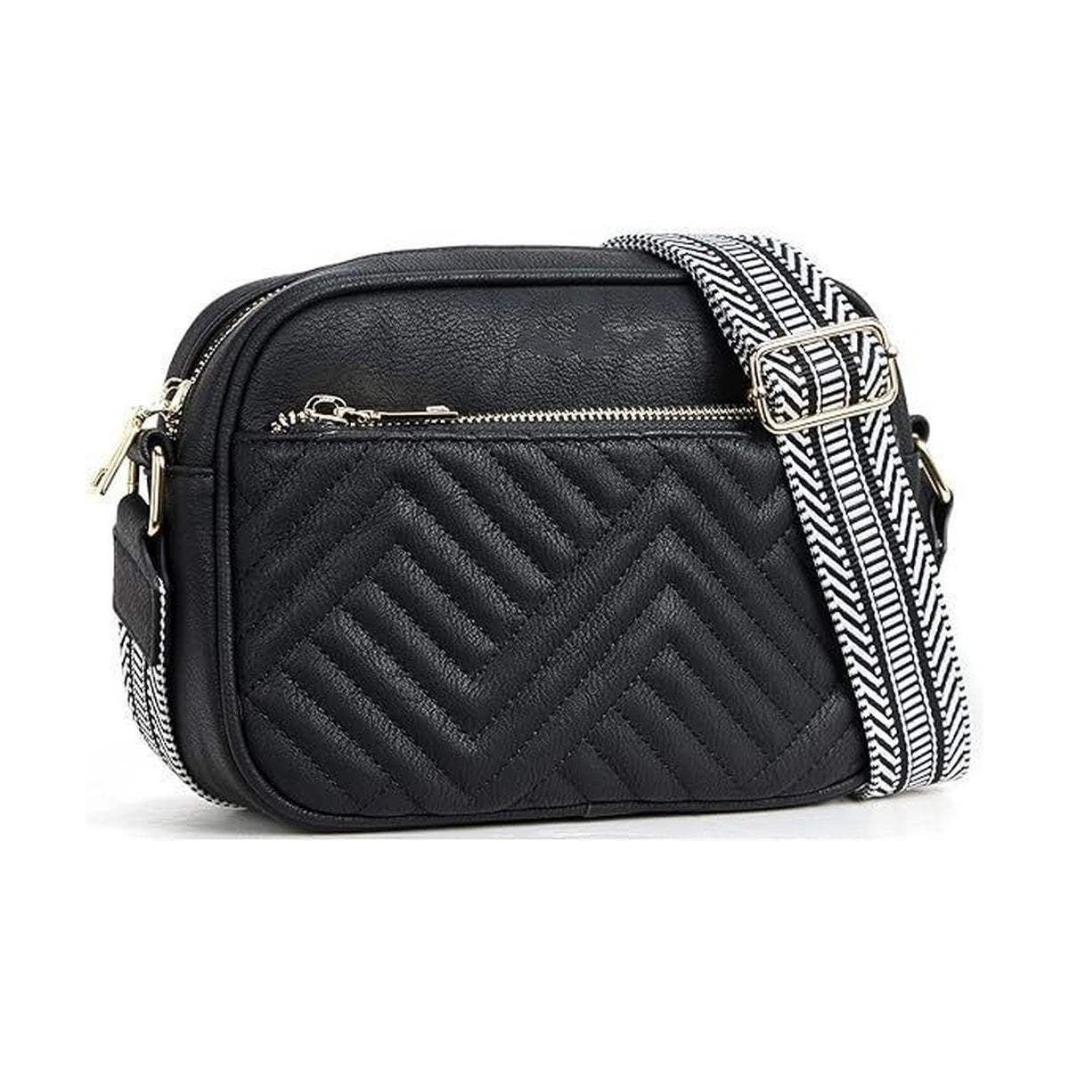 Multi-Zipper Crossbody Bag - Black