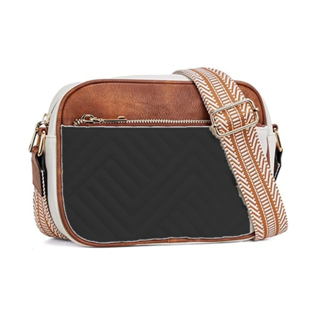 Multi-Zipper Crossbody Bag - Black Brown