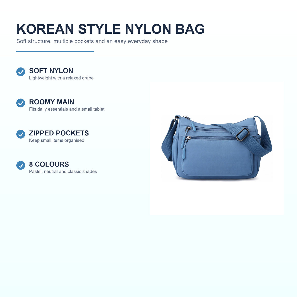 Korean Style Nylon Bag - Feature overview