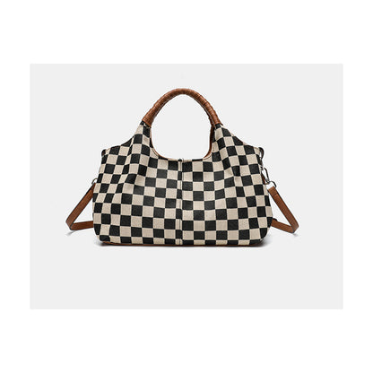 PU Large Crossbody Bag - Brown Plaid