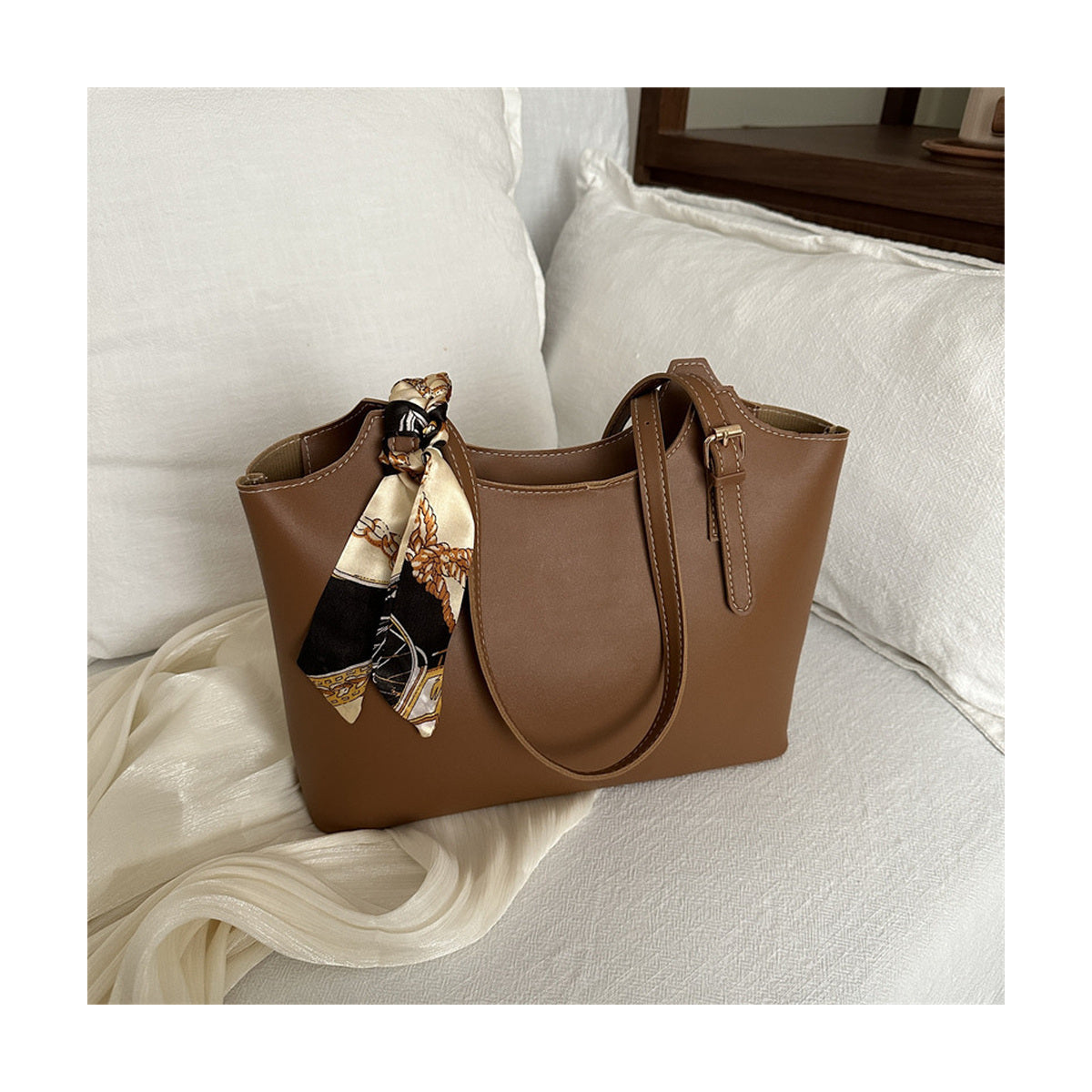 PU Tote Bag - Light Brown