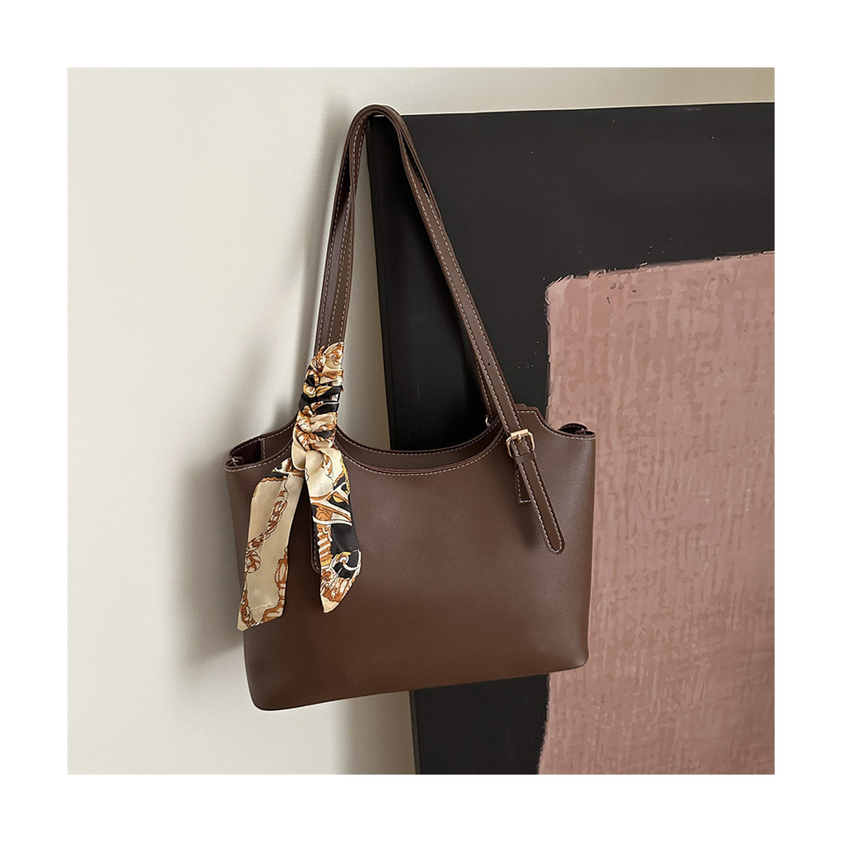 PU Tote Bag - Dark Brown