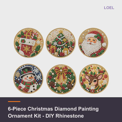 6-Piece Christmas Diamond Painting Ornament Kit - DIY Rhinestone Hanging Decorations - product video