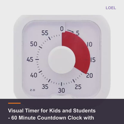 Visual Timer for Kids and Students - 60 Minute Countdown Clock with Turn-and-Set Dial for Study, Kitchen and Office - product video