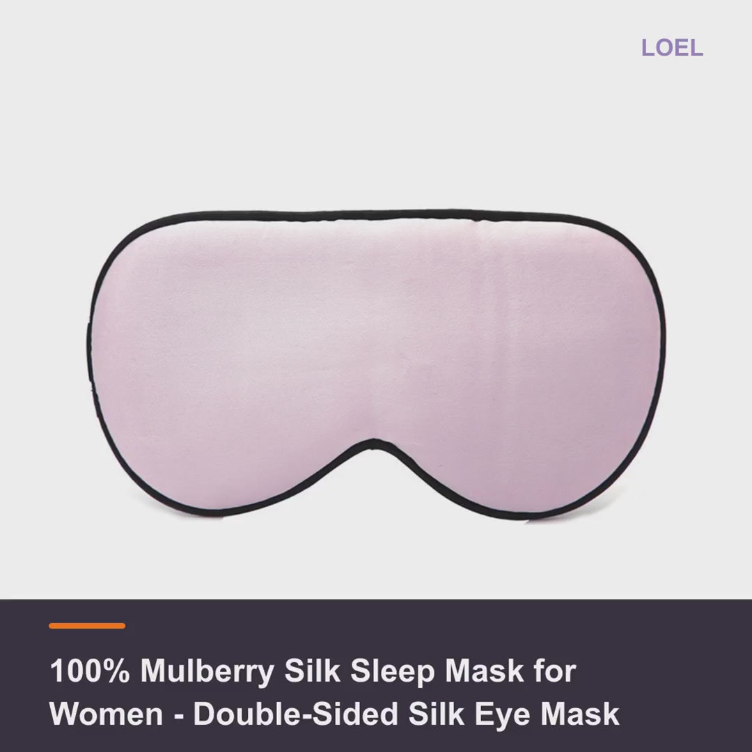 100% Mulberry Silk Sleep Mask for Women - Double-Sided Silk Eye Mask with Adjustable Band - product video